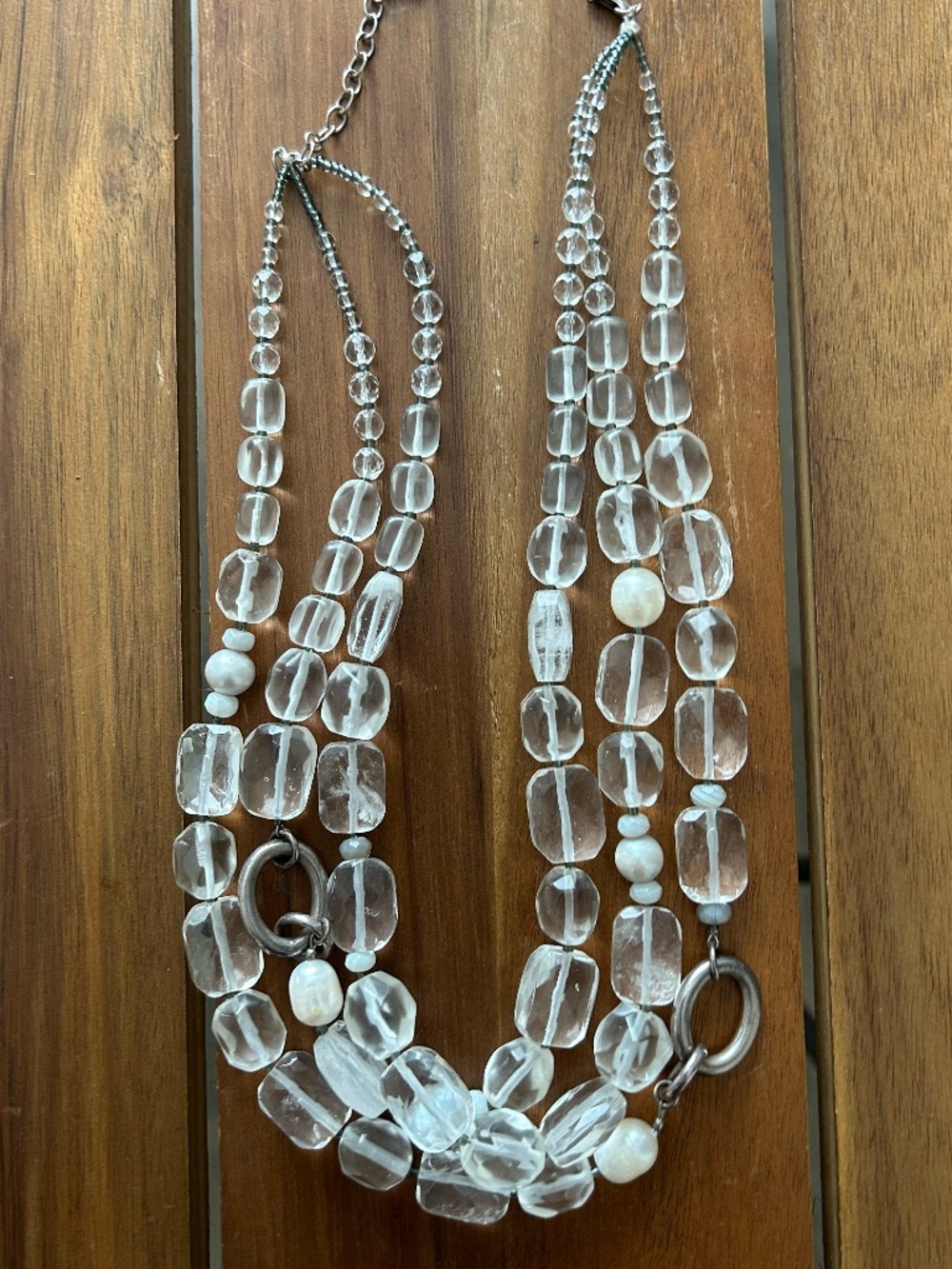 Silpada Sterling Silver Quartz Pearl Necklace Multi Strand Layered Statement EUC